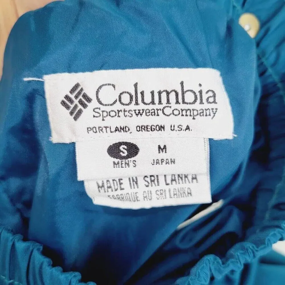 Vintage 90s Columbia Mens Small Spell Out Box Logo Nylon Joggers Snow Ski Pants